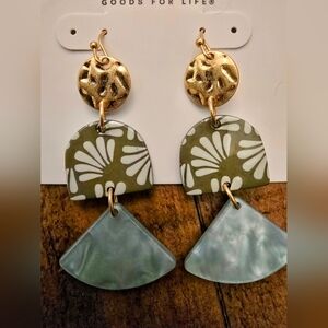Sonoma Gold Color and Green Statement Earrings